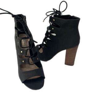 Aldo | Traylia | Black | Lace-Up | Sandals | Chunky Heel | 8.5